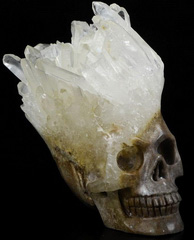 3.0" Quartz Rock Crystal Carved Crystal Druse Skull, Crystal Healing