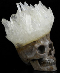 2.4" Quartz Rock Crystal Carved Crystal Druse Skull, Crystal Healing