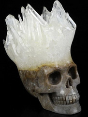 2.9" Quartz Rock Crystal Carved Crystal Druse Skull, Crystal Healing