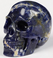 2.0" Sodalite Carved Crystal Skull, Realistic, Crystal Healing