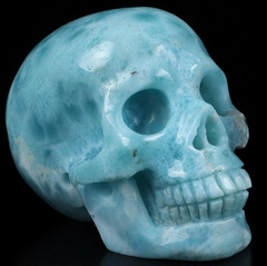 GEMSTONE 2.0" Larimar Carved Crystal Skull, Realistic, Crystal Healing
