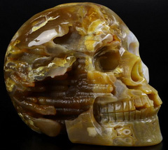 Rare 5.0" Agate Geode Carved Crystal Skull, Crystal Healing