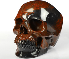 Super Realistic! Lifesized 7.0" Chinese Bloodstone Hand Carved Crystal Skull, Crystal Healing