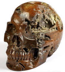 Nice 5.0" Geode fluorite Carved Crystal Skull, Realistic, Crystal Healing