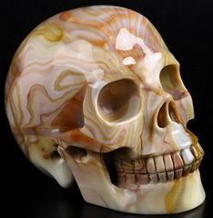 Amazing 4.8" Gray Zebra Jasper Carved Crystal Skull, Realistic, Crystal Healing