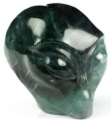 2.0" Fluorite Star Being Female Alien Crystal Skull Companion, Hand Carved Gemstone Fine Art Sculpture,, Reiki Healing Stone Statue