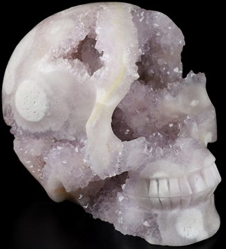 Amazing 5.2" Sakura Agate Carved Crystal Geode Skull, Crystal Healing