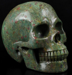 5.0" Ruby Fuchsite Carved Crystal Skull, Realistic, Crystal Healing