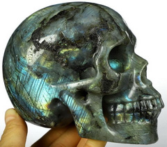 Flash 5.0" Labradorite Carved Crystal Skull, Realistic, Crystal Healing