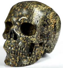 Huge 5.0" Snowflake Obsidian Carved Crystal Skull,Super Realistic, Crystal Healing