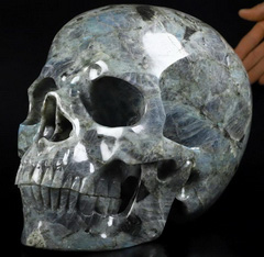 44.6LB TITAN 12.4" Labradorite Carved Crystal Skull,Super Realistic, Crystal Healing