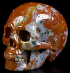 Cute 1.5" Ocean Jasper Carved Crystal Skull, Realistic, Crystal Healing