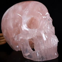 43.3LB TITAN 12.2" Rose Quartz Carved Crystal Skull,Super Realistic, Crystal Healing