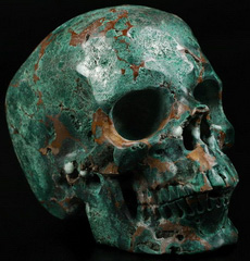 Gemstone 5.0" Malachite Carved Crystal Skull,Super Realistic, Crystal Healing