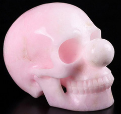 5.0" Pink Aragonite Carved Crystal Clown Skull, Realistic, Crystal Healing