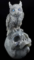 Amazing 7.9 Labradorite Carved Crystal Owl Standing Suclpture, Crystal Healing