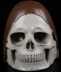 Original 4.7" Sacred Shiva Lingam Carved Crystal Skull With Hair, Crystal Healing
