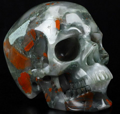 Huge 5.0" African Bloodstone Carved Crystal Skull,Super Realistic, Crystal Healing