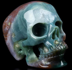 Huge 5.0" Indian Agate Carved Crystal Skull,Super Realistic, Crystal Healing