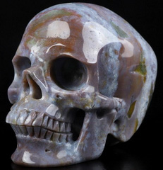 Huge 5.1" Indian Agate Carved Crystal Skull,Super Realistic, Crystal Healing