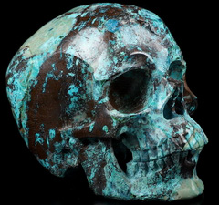 Gemstone 5.0" American Chrysocolla Carved Crystal Skull,Super Realistic, Crystal Healing