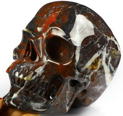 Lifesized 7.1" Chinese Bloodstone Carved Crystal Skull,Super Realistic, Crystal Healing