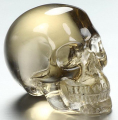 Nice 1.4" Smoky Quartz Rock Crystal Carved Crystal Skull, Realistic, Crystal Healing
