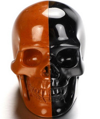 2.0" Red & Black Carved Crystal Skull, Realistic, Crystal Healing