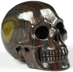 2.0" Colorful Tiger Iron Eye Carved Crystal Skull, Realistic, Crystal Healing