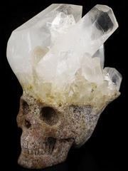 3.7" Quartz Rock Crystal Carved Crystal Druse Skull, Crystal Healing