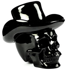 New 4.7" Black Obsidian Carved Crystal Hat Skull, Crystal Healing