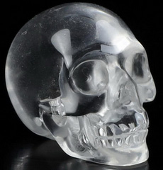 Clear 0.9" Quartz Rock Crystal Carved Crystal Skull, Realistic, Crystal Healing