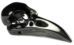 1.8" Black Obsidian Carved Crystal Raven Skull Pendant, Crystal Healing