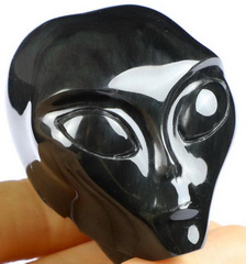 1.8" Rainbow Obsidian Star Being Female Alien Crystal Skull Companion,Reiki Healing Stone Statue