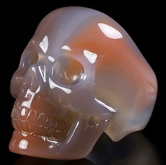 US SIZE #8 Mozambique Agate Carved Crystal Skull Ring US SIZE #8 Mozambique Agate Crystal Skull Ring