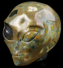 2.0" Morris Jasper Star Being Female Alien Crystal Skull Companion,Reiki Healing Stone Statue