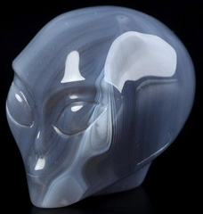 2.0" Gray & White Agate Star Being Female Alien Crystal Skull Companion,Reiki Healing Stone Statue