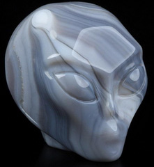 2.0" Gray & White Agate Star Being Female Alien Crystal Skull Companion,Reiki Healing Stone Statue