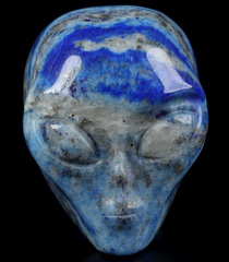 2.0" Lapis Lazuli Star Being Female Alien Crystal Skull Companion,Reiki Healing Stone Statue