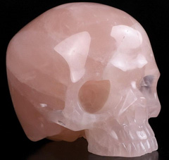Huge 4.6" Rose Quartz Carved Crystal Skull without Jaw,Super Realistic, Crystal Healing