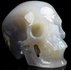 Huge 5.1" Agate Carved Crystal Skull,Super Realistic, Crystal Healing