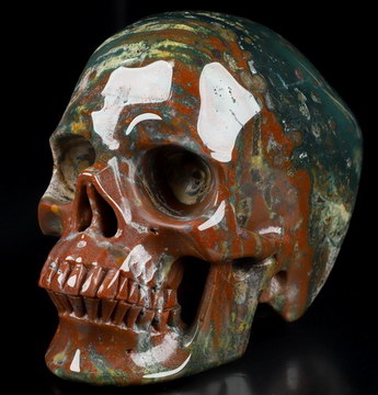 Huge 5.0" Bloodstone Carved Crystal Skull,Super Realistic, Crystal Healing