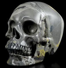 Huge 5.0" Chinese Painting Stone Carved Crystal Skull,Super Realistic, Crystal Healing