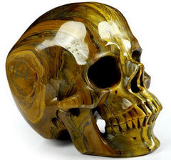 Huge 5.1" Tiger Iron Eye Carved Crystal Skull,Super Realistic, Crystal Healing