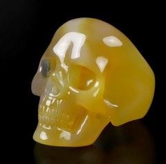 Ring Inside Diameter9(19 mm) Carnelian Carved Crystal Skull Ring, Crystal Healing