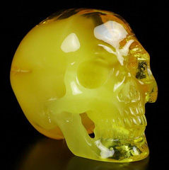 Gemstone 1.7" Baltic Amber Carved Crystal Skull,Super Realistic, Crystal Healing