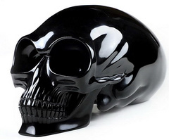 Titan 11.0" Black Obsidian Carved Elongated Mayan Alien Skull, Kingdom of Crystal Skulls, Realistic