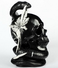 5.7 Chrysanthemum Stone Carved Crystal Skull & Snake Crystal Healing