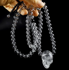 1.5" Quartz Rock Crystal Carved Crystal Skull Pendant, Realistic