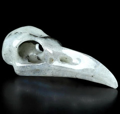 2.2" Labradorite Carved Crystal Raven Skull Pendant, Crystal Healing